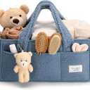 PeraBella Baby Diaper Caddy Organizer with Handle, Boy & Girl Shower Gift Basket, Portable Diaper Storage Basket Bin for Wipes, Newborn Baby Essentials Registry Search Must Haves, Car Caddy Organizer (X-Large, Royal Blue)