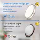 DLLT Flush Mount LED Ceiling Light: 13 Inch 5CCT (3000K-6000K) & Dimmable Ceiling Light Fixtures for Bedroom Hallway - 24W Modern Brushed Nickel Super Bright Kitchen Lighting Fixtures Ceiling