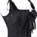 FGSS Women's Corset Top Bustier Renaissance - Vintage Lace Up Floral Print Corset Bodyshaper Boned Overbust (Black Jacquard)
