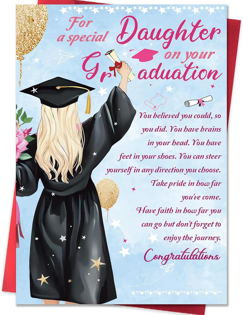 2 x Graduation Card for Daughter,Graduation Gifts Cards for Her,2026 High School & College Graduation Cards Gifts Decorations for Daughter Women From Mom Dad Parents