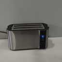 Elite Gourmet ECT-3100 Long Slot 4 Slice Toaster, Reheat, 6 Toast Settings, Defrost, Cancel Functions, Built-in Warming Rack, Extra Wide Slots for Bagels & Waffles, Stainless Steel & Black