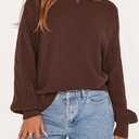 PRETTYGARDEN Womens Sweaters Spring Fashion 2026 Crew Neck Cable Knit Casual Loose Chunky Tunic Sweater Winter Clothing (Brown, XXL)