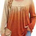 IN'VOLAND Plus Size Tops for Women Long Sleeve Shirts Crew Neck Casual Loose Tunic Blouse Fall and Winter (Size 4X, Orange)
