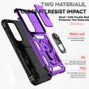 for Samsung Galaxy S24 Case with Camera Lens Cover HD Screen Protector, Dual Layer Military-Grade Drop Tested Magnetic Ring Holder Kickstand Protective Phone Case for Samsung Galaxy S24 (Purple)