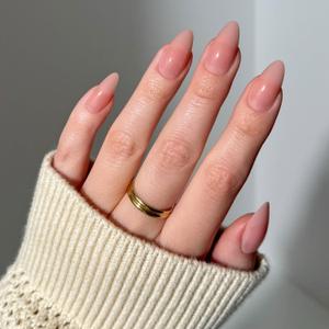 Glamnetic Press On Nails - Sheer Pink | Medium Almond Fake Nails, Sheer Light Pink Neutral, Reusable | 15 Sizes - 30 Nail Kit Wtih Glue