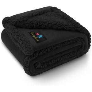 Waterproof Pet Blanket, Liquid Pee Proof Dog Blanket for Sofa Bed Couch, Reversible Sherpa Fleece Furniture Protector Cover for Small Medium Large Dogs Cats, Black Medium57" x 40"