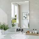 Frameless Bathroom Mirror, 18" x 26" Rectangle Beveled Wall Mirror, Modern Decorative Vanity Mirrors for Living Room, Entryway, Bedroom, Hangs Horizontally or Vertically