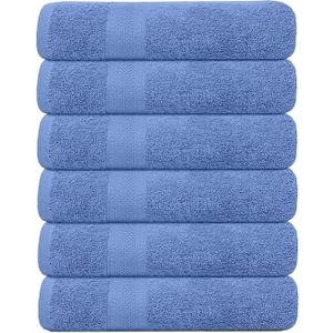 6 Pack Bath Towels Set (27 x 54 Inches) 100% Ring Spun Cotton, Lightweight, Quick Dry, Highly Absorbent Towels (Blue, (27x54) Inches)