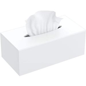 FEMELI Acrylic Tissue Box Cover, Rectangular Facial Tissue Holder Case Dispenser for Bathroom Kitchen Bedroom Office (9.85*5.1*4.5 inch(L*W*H), White)