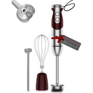 MEGAWISE 3-in-1 Immersion Hand blender, Powerful MOTOR & Stainless Steel Stick Blender, 4 Sharpe Blades with Whisk, Milk Frother Attachments