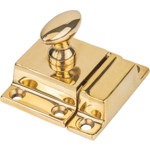 Small Heavy Duty Solid Brass Cabinet Door Latch - 1-3/4"  1-3/4" - Spring Loaded Cupboard Door Latch with Oval Turn - Vintage Cabinet Hardware | UA-101-LPB