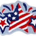 4th of July Bath Mat Patriotic Rug Stars Tufted Rug Non-Slip Floor Mat for Bathroom Rug Soft Absorbent Bathroom Rug Floor Bathroom Decor Independence Day Bath Rug 31.5''x 20.3''