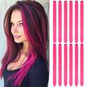 Leeven 22 Inch Hot Pink Colored Hair Extensions Clip in 12PCS Long Straight Clip on Synthetic Hairpieces Colorful Party Highlights Hair Accessories Cosplay Christmas for Women Girl Kids