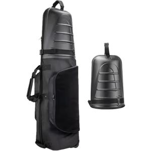 Golf Travel Bags for Airlines with Wheels & Hard Shell Top, Lightweight 1680D Club Travel Case, Foldable Golf Bag for Men with Handles, Side Pockets & Durable Protection