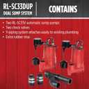 Red Lion RL-SC33DUP, 115V, 1/3 HP, 6000 GPH Dual Automatic Sump Pumps
10' Cords, For areas prone to flooding - twice as much power when you need it, Cast iron, Vertical float switches, 14942771