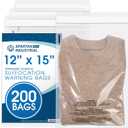 Spartan Industrial - 12 X 15 (200 Count) Self Seal Clear Poly Bags with Suffocation Warning for Packaging, T-Shirts & Clothing - Permanent Adhesive