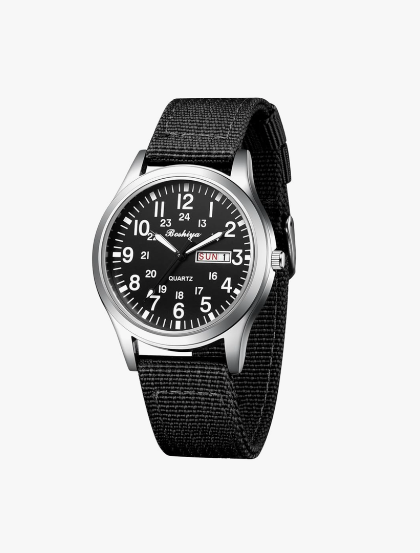BOSHIYA Military Watches for Men Sports Waterproof Mens Watches for Army Tactical Field, Luminous Analog Quartz Military Watches 12/24Hr Display
