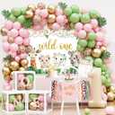 Wild One Birthday Decorations Party Supplies for Girl, 1st Birthday Girl Decoration, Jungle Animal 1st Bday Party Supplies, First Bday Decor for Girls