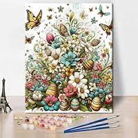 TUMOVO Paint by Numbers for Adults Beginner Springtime Garden Paint Number Kits Blooming Flowers and Btterfly Paint by Number Kits DIY Oil Painting Kits, 16x20 Inch