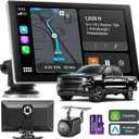 Carplay Screen for Car, 9" Portable Wireless Carplay&Android Auto, 4K Dash Cam,1080P Backup Camera, Car Stereo Audio Receivers for Car, GPS Navigation Mirror Link, Bluetooth,FM, Siri