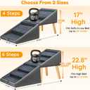17" H Dog Stairs for Small Dogs 4-Step Non-Slip Dog Ramp for Couch | Foldable 2-in-1 Pet Stairs & Ottoman, Upgraded Pet Steps for Puppies, Senior Dogs & Injured Pets, Solid Wood Frame (Grey)