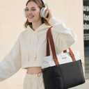 LOVEVOOK Tote Bag for Women, Puffy Work Tote with Large Cup Holder, Quilted Laptop Bag Travel Tote Shoulder Bag Handbag