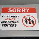 SignMission COVID-19 Notice Sign - Sorry Our Lobby is Not Accepting Visitors | Peel and Stick Wall Graphic | Protect Your Business, Class Room, Office & Interior Surroundings | Made in The USA