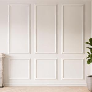 KESHWELL Premade Wall Panels,6 Frame Wall Panels for Interior Wall Decor,Accent Molding Kit,Pre-Cut Wainscoting Panels,Wall Molding Trim for Home Bedroom Livingroom Decor (6 Set,54 x 24'',24x24'') (3 Sets-White)