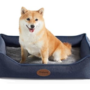 Tidore Orthopedic Dog Beds for Medium Dogs, Durable Egg Crate Foam Sofa Dog Bed wit Washable Removable Cover,Waterproof Lining,Pet Bed for Large Dogs (Navy Blue, 26.4" L x 21.7" W x 6.2" Th)