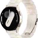Lerobo Lightweight Resin Band Compatible with Samsung Watch 7 6 5 4 40mm 44mm Galaxy Watch 4 6 Classic 42mm 46mm 43mm 47mm Galaxy 5 Pro 45mm Active 2 40mm 42mm, 20mm Smartwatch Band for Women Men (Cream White-Starlight)