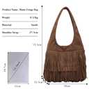 CORIOS Women Suede Handbag Vintage Fringe Hobo Bag Shoulder Bag with Tassel Hippie Western Purse Large Capacity Tote Bag Elegant Top Handle Bag for Shopping Work Travel Coffee