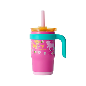Reduce 14oz Coldee Vacuum Insulated Stainless Steel Straw Tumbler Bright Pink: Kids Leakproof Drinkware