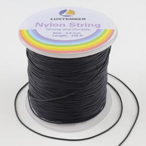 LUSTEMBER 0.8mm Nylon String, Strong Bracelet String, Durable Nylon Cord for Jewelry Making, Bracelets, Beading, Necklaces, Rattail Braiding, Kumihimo, Wind Chimes, Blinds and Handicrafts (Black)