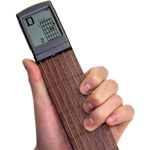 Pocket Guitar Chord Practice Tool, Portable Guitar Neck for Trainer Beginner w/a Rotatable Chords Chart Screen Battery Included