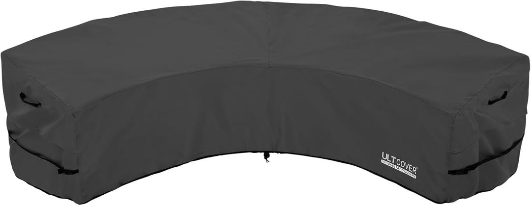ULTCOVER Patio Curved Sofa Cover Waterproof for 4-6 Seater Outdoor Sectional Furniture Couch 158"(Back Arc Length) / 104"(Front Arc Length) x 32"(Deep), Black