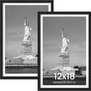 OMAIGAR 12x18 Picture Frame Set of 2,  Black Poster Frames for 12 by 18 Poster Photo Canvas Certificate, High Transparent Acrylic Frame on Wall Desktop Horizontal Vertical 12 x 18