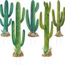 Eaasty 5 Pack 3.15 & 2.1 ft Large Boho Cactus Yard Stakes Signs Decoration Mexican Fiesta Decorations Cinco De Mayo Decor Western Cowboy Party Jointed Cactus Sign for Outdoor Garden Lawn Mexican Party