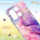 EMUYGIU for oneplus 15 Case 5G [Buffertech Military-Grade Drop Protection] [Anti Peel Off Tech] Clear TPU Marble and Flowers Bumper Phone Case Cover Design (Pink Gold with Holder)