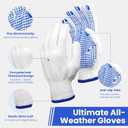 Cotton Knitted Grip Work Gloves, 12 Pairs Bulk Packaging, Thickened, for Handling, Driving, Home & Yard Cleaning, Sanding, Painting, Constructing, Decorating, Repairing, Cooking (White)