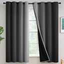 Yakamok Black 100% Blackout Curtains for BedroomOmbre Room Darkening Curtains for Living Room Grommet Window Curtains 63 inches Long,Thermal Insulated Gradient Drapes,2 Panels,52x63 inch