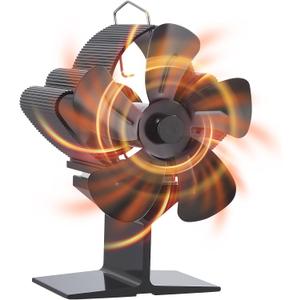 Wood Stove Fan, 5 Blades Heat Powered Fireplace Fan for Wood Burning Stove/Pellet/Log Burner, Non Electric Heat Activated Thermal Fans for Indoor, Silent