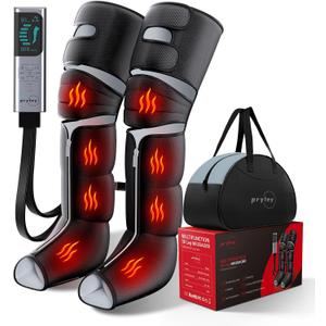 Leg Compression Massager for Circulation and Pain Relief, Compression Boots with Heated Knee, 6 Modes 12 Intensities 3 Timers, Foot Calf Thigh Recovery Machine, Gifts for Man Woman, Black