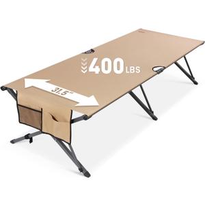 Heavy Duty Camping Cot for Adults, 31.5'' Wide Folding Cot Supports 400LBS, X-Large