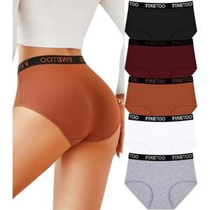 FINETOO Womens Underwear High Waisted Cotton Underwear for Women Soft Panties for Women Full Coverage Briefs 3 Pack XL