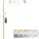 Half Moon Light for Lash Tech, Gooseneck Esthetician Light with Phone Holder for Eyelash Nail Art Tattoos Skincare, Height Adjustable Lash Lamp with 5 Color Temperatures & Brightness Setting (Gold)