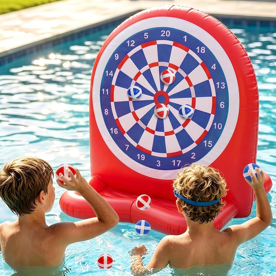 Inflatable Soccer Dart Board Toss Pool Floats - Fun Water Games Set, Swimming Pool Toys, Beach Yard Outdoor Ball Play, Summer Party for Kids Ages 812, Teens & Adults, Indoor/Outdoor Play