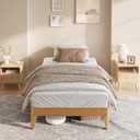 Garvee Twin XL Size Wood Platform Bed Frame, Solid Wood Legs and Slats