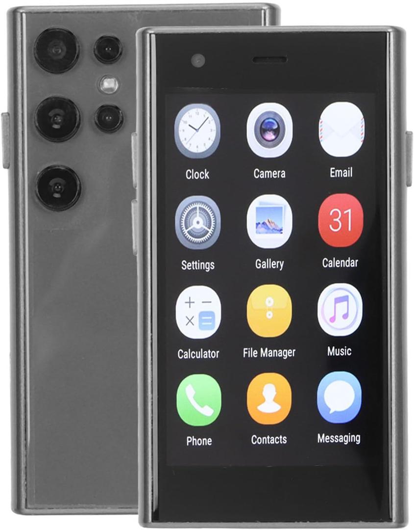 Diyeeni S23 Pro Mini Smartphone 3.0 Inch 3D Glass, 2GB 16GB ROM, 2MP Rear Camera, 3G Pocket Cell Phone for 8.1, Dual Cameras, Backup Phone (Black)