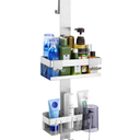 Emibele Over The Door Shower Caddy 2 Tier, 304 Stainless Steel Hanging Shower Caddy Rustproof Shower Shelves, No Drilling Hanging Shower Organizer for Bathroom Glass Door, Silver