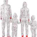 ANGELGGH Family Matching Christmas Onesie Pajamas, Vacation Cute Printed One Piece Pajamas, Xmas Hooded Holiday Sleepwear (Large, White-snowman)